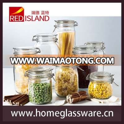 0.8L TO 2L crystal clear glass storage jar with glass lid